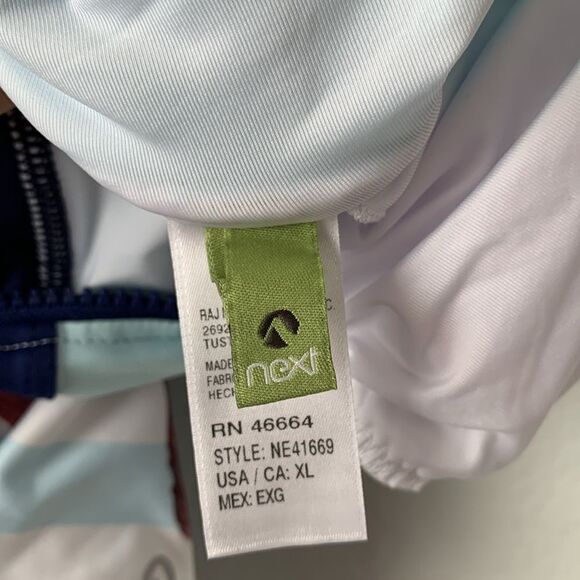 NEXT Swimsuit One Piece Zip Up Light Blue and Floral Design Women’s Size XL - Picture 5 of 12